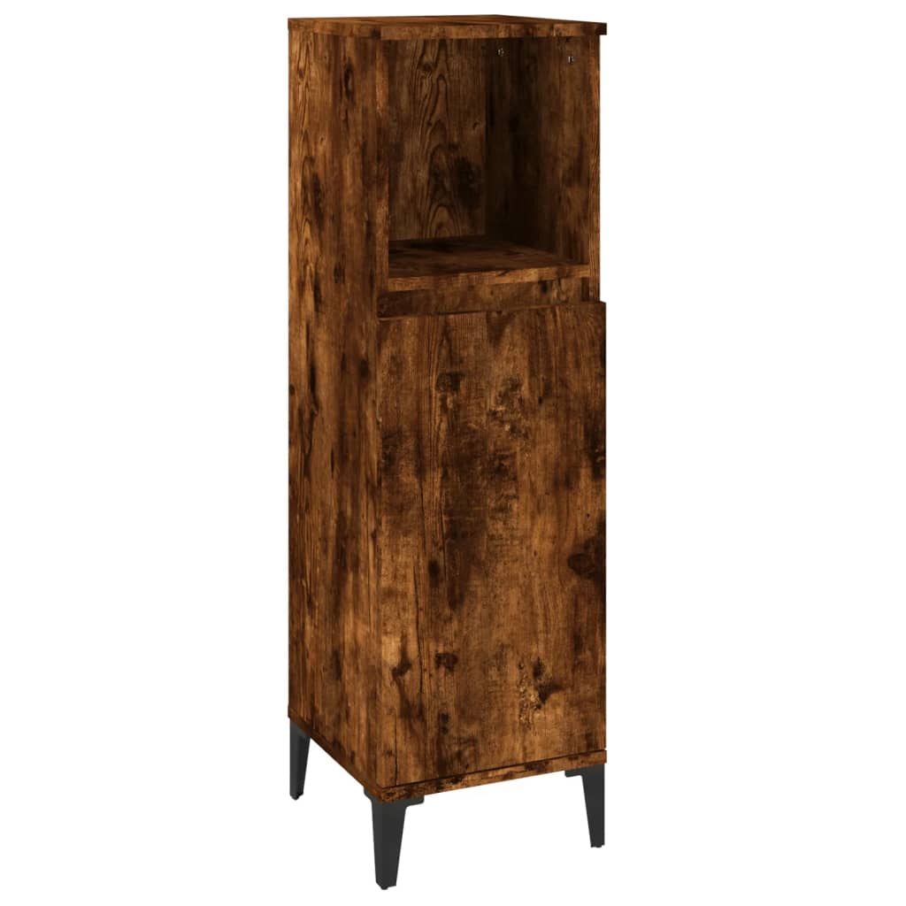 vidaXL 3-tlg. Badmöbel-Set Räuchereiche Holzwerkstoff