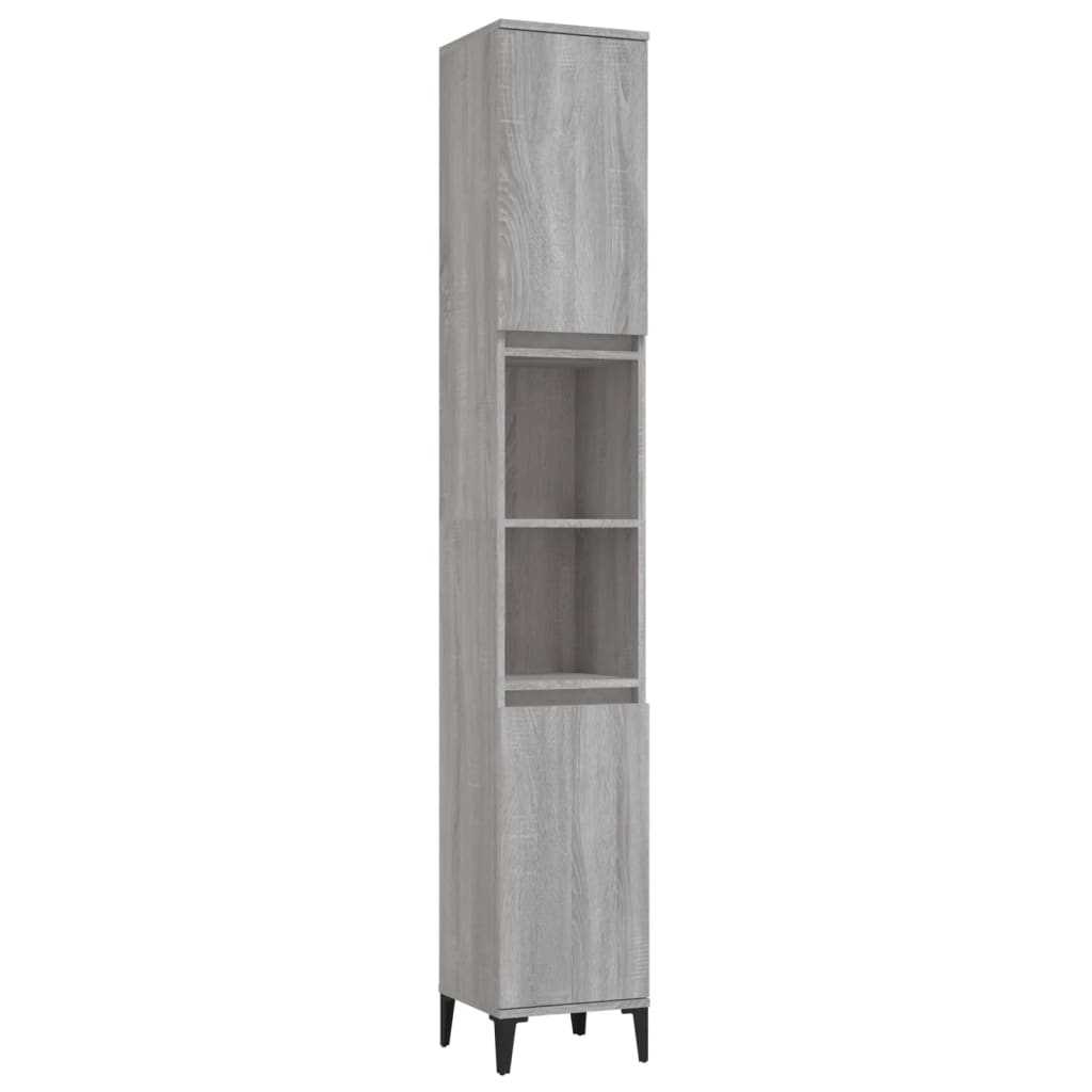 vidaXL 3-tlg. Badmöbel-Set Grau Sonoma Holzwerkstoff