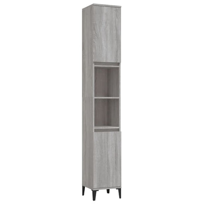 vidaXL 3-tlg. Badmöbel-Set Grau Sonoma Holzwerkstoff