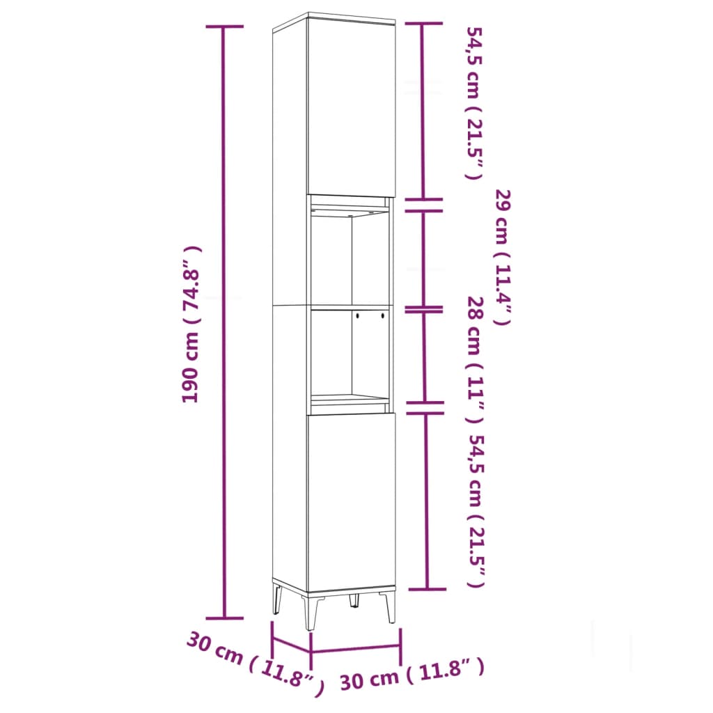 vidaXL 3-tlg. Badmöbel-Set Grau Sonoma Holzwerkstoff