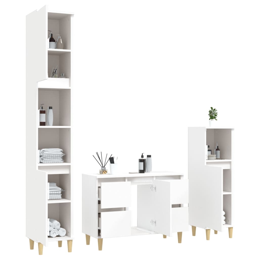 vidaXL Ensemble de meubles de salle de bain 3 pcs Blanc Matériau à base de bois