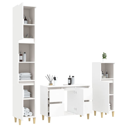 vidaXL Ensemble de meubles de salle de bain 3 pcs Blanc Matériau à base de bois