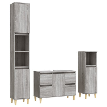 vidaXL Ensemble de meubles de salle de bain 3 pcs Gris Aggloméré Sonoma
