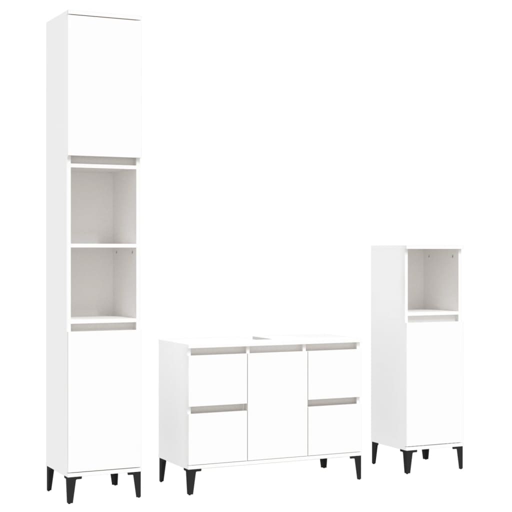 vidaXL Ensemble de meubles de salle de bain 3 pcs Blanc Matériau à base de bois