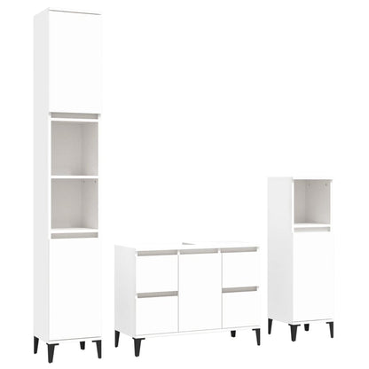 vidaXL Ensemble de meubles de salle de bain 3 pcs Blanc Matériau à base de bois