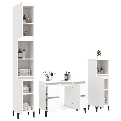 vidaXL Ensemble de meubles de salle de bain 3 pcs Blanc Matériau à base de bois