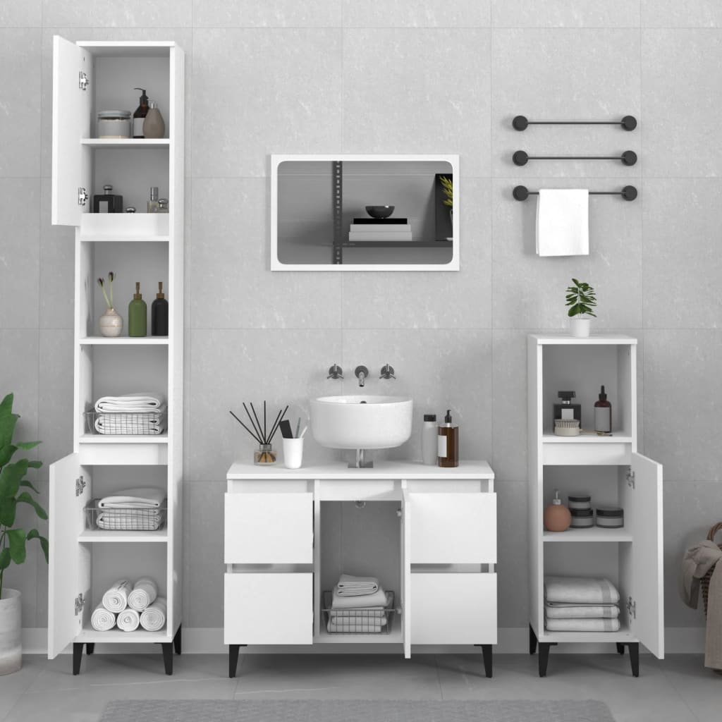 vidaXL Ensemble de meubles de salle de bain 3 pcs Blanc Matériau à base de bois