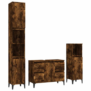 vidaXL Ensemble de meubles de salle de bain 3 pièces Chêne fumé Bois d'ingénierie
