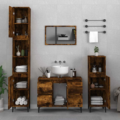 vidaXL Ensemble de meubles de salle de bain 3 pièces Chêne fumé Bois d'ingénierie