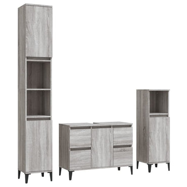 vidaXL Ensemble de meubles de salle de bain 3 pcs Gris Aggloméré Sonoma