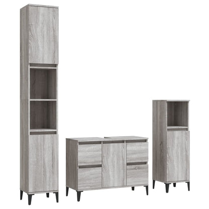 vidaXL Ensemble de meubles de salle de bain 3 pcs Gris Aggloméré Sonoma