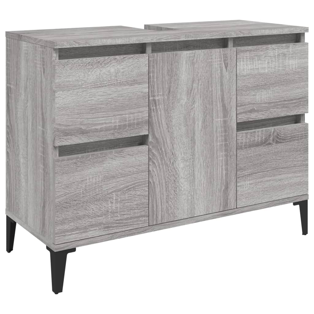 vidaXL Ensemble de meubles de salle de bain 3 pcs Gris Aggloméré Sonoma