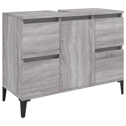 vidaXL Ensemble de meubles de salle de bain 3 pcs Gris Aggloméré Sonoma