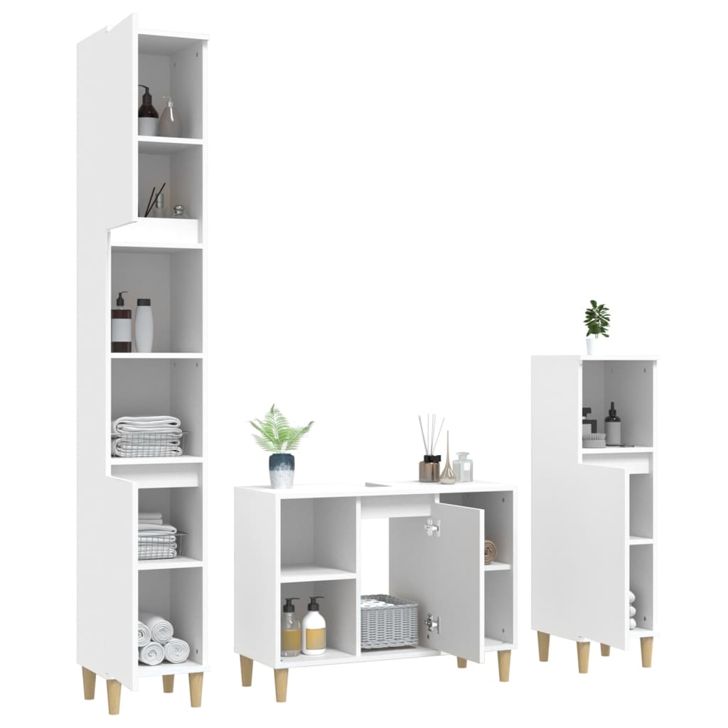 vidaXL Ensemble de meubles de salle de bain 3 pcs Blanc Matériau à base de bois