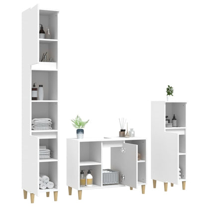 vidaXL Ensemble de meubles de salle de bain 3 pcs Blanc Matériau à base de bois