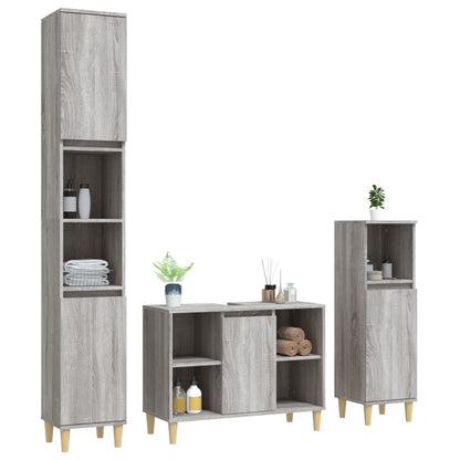 vidaXL Ensemble de meubles de salle de bain 3 pcs Gris Aggloméré Sonoma