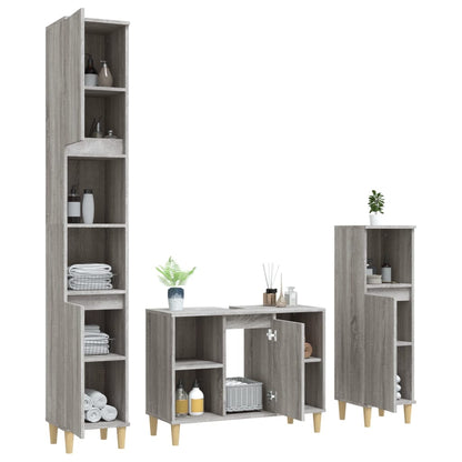 vidaXL Ensemble de meubles de salle de bain 3 pcs Gris Aggloméré Sonoma