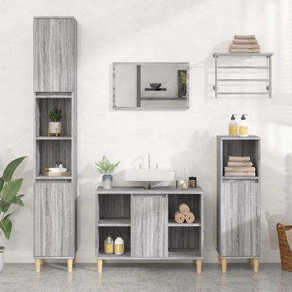 vidaXL Ensemble de meubles de salle de bain 3 pcs Gris Aggloméré Sonoma