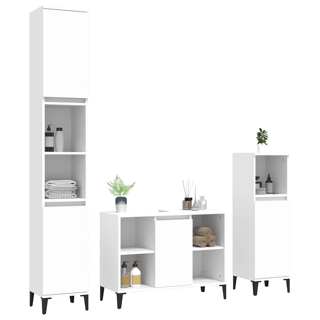 vidaXL Ensemble de meubles de salle de bain 3 pcs Blanc Matériau à base de bois