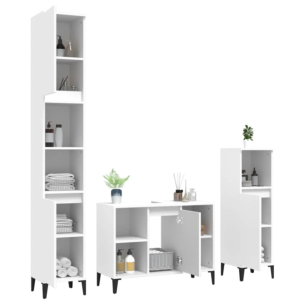 vidaXL Ensemble de meubles de salle de bain 3 pcs Blanc Matériau à base de bois