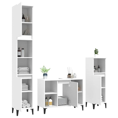 vidaXL Ensemble de meubles de salle de bain 3 pcs Blanc Matériau à base de bois