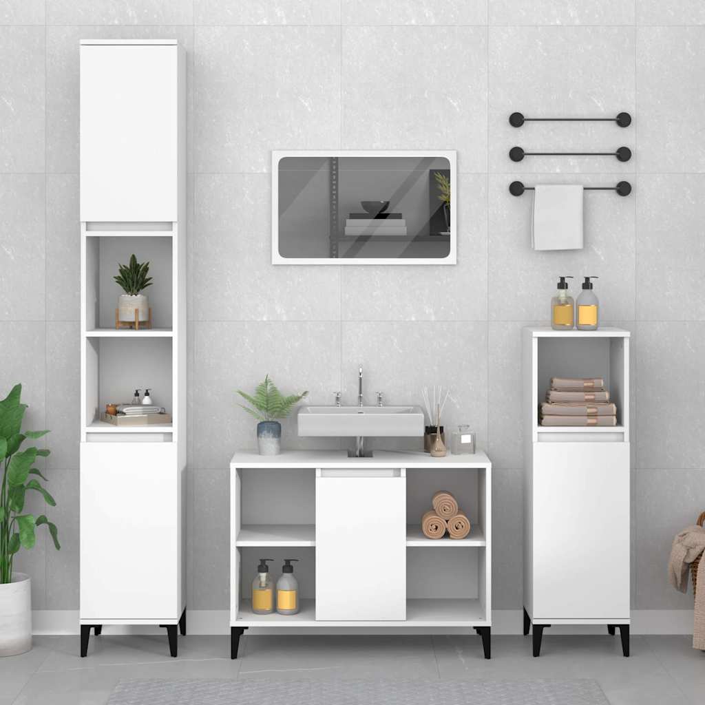 vidaXL Ensemble de meubles de salle de bain 3 pcs Blanc Matériau à base de bois