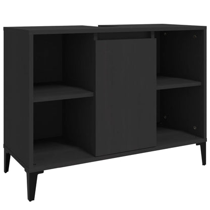 vidaXL Ensemble de meubles de salle de bain 3 pcs Noir Bois d'ingénierie