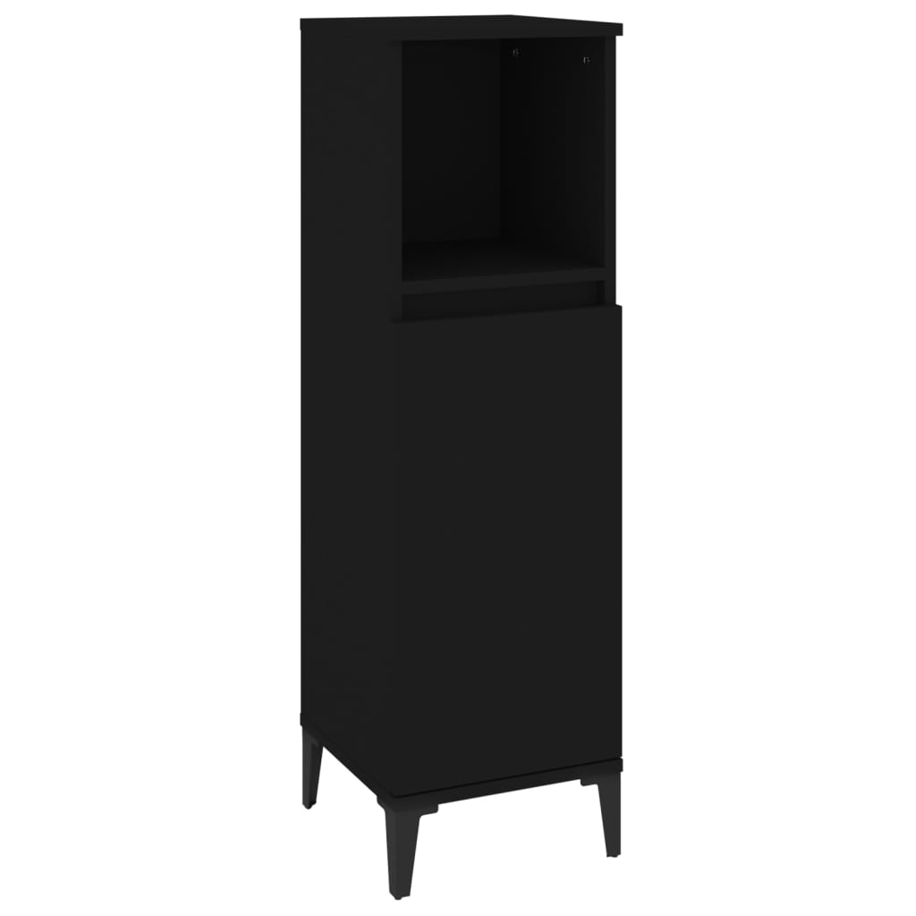 vidaXL Ensemble de meubles de salle de bain 3 pcs Noir Bois d'ingénierie