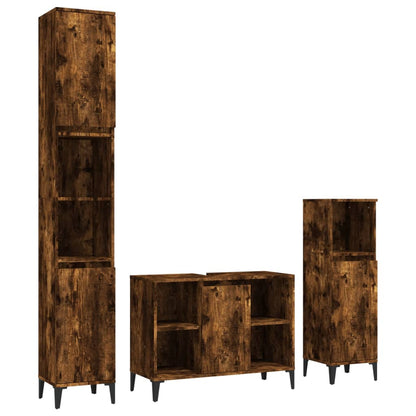 vidaXL Ensemble de meubles de salle de bain 3 pièces Chêne fumé Bois d'ingénierie