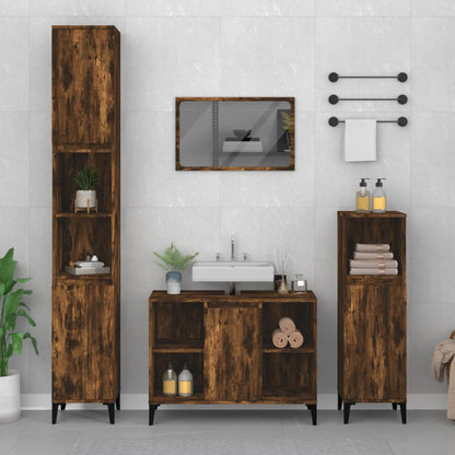 vidaXL Ensemble de meubles de salle de bain 3 pièces Chêne fumé Bois d'ingénierie