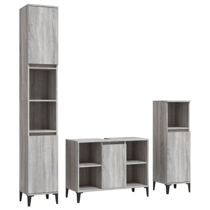 vidaXL Ensemble de meubles de salle de bain 3 pcs Gris Aggloméré Sonoma