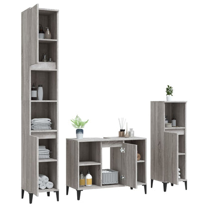 vidaXL Ensemble de meubles de salle de bain 3 pcs Gris Aggloméré Sonoma