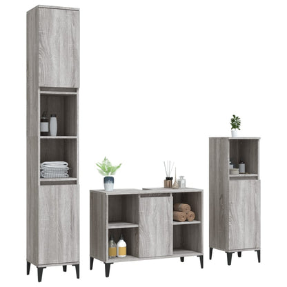 vidaXL Ensemble de meubles de salle de bain 3 pcs Gris Aggloméré Sonoma