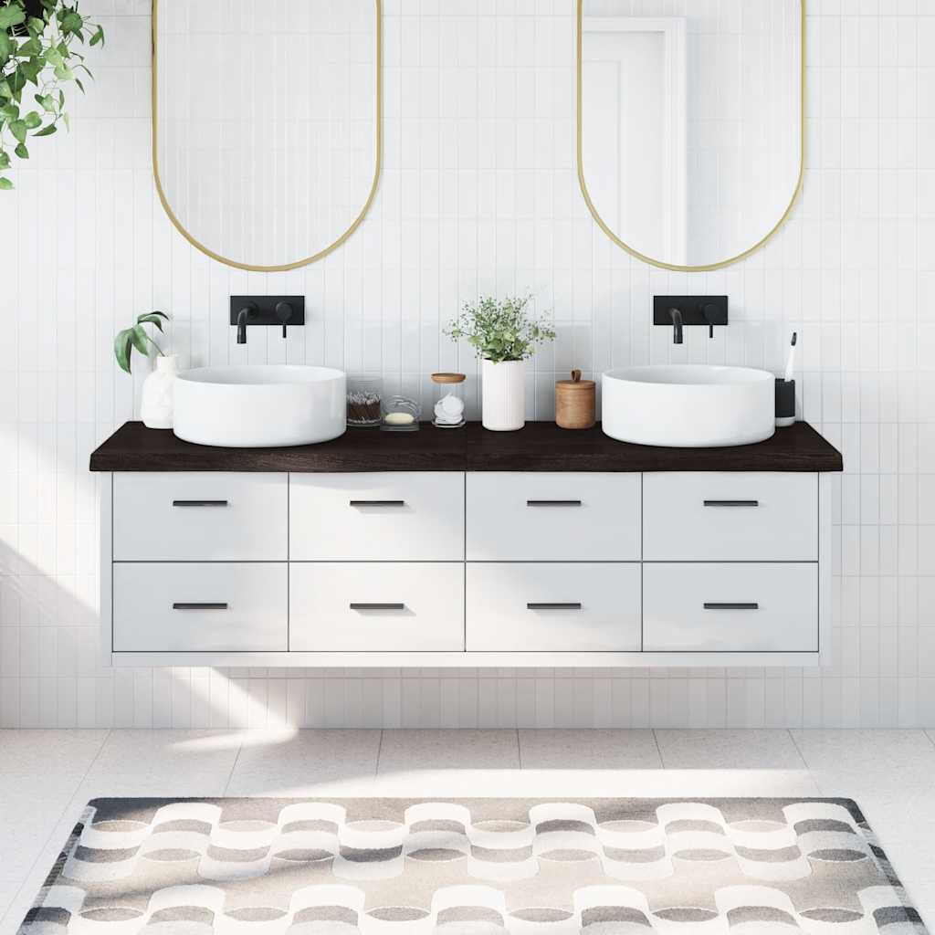 Waschtischplatte Dunkelbraun 180x50x(2-6)cm Massivholz