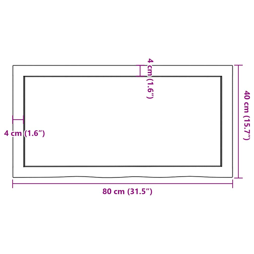 vidaXL Tischplatte 80x40x(2-6) cm Massivholz Eiche Unbehandelt