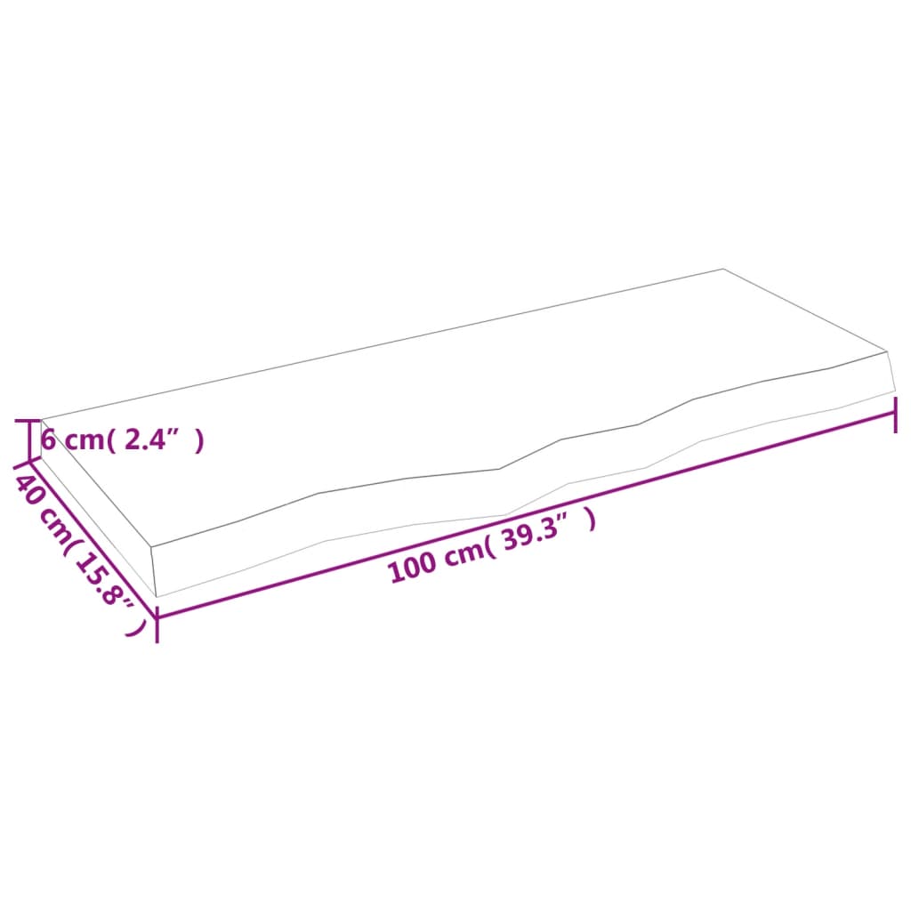 vidaXL Tischplatte 100x40x(2-6) cm Massivholz Eiche Unbehandelt