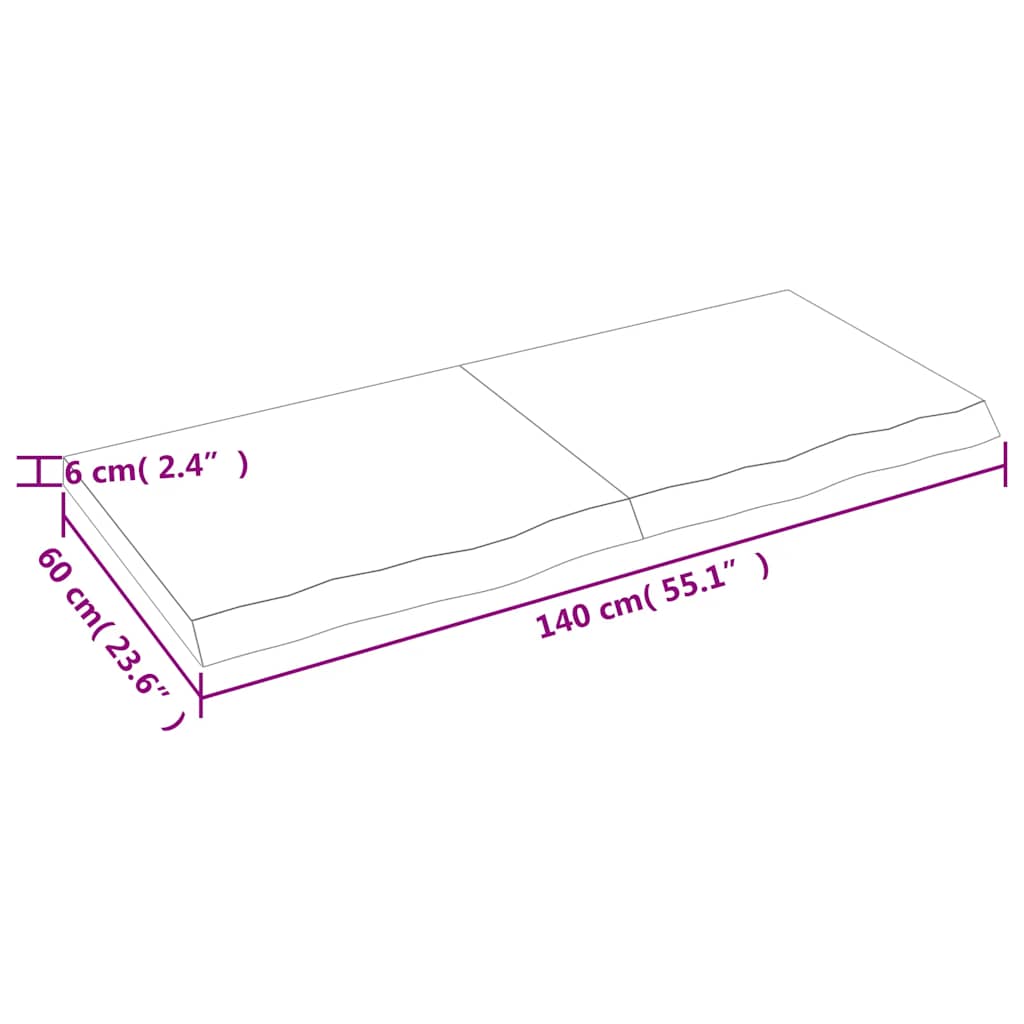vidaXL Plateau de table 140x60x(2-6) cm en chêne massif non traité