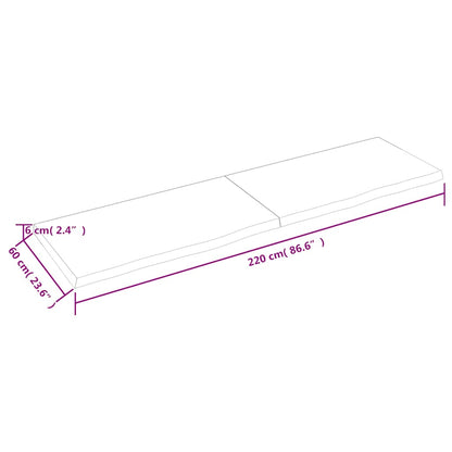 vidaXL Plateau de table 220x60x(2-6) cm en chêne massif brut