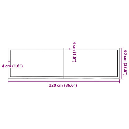 vidaXL Plateau de table 220x60x(2-6) cm en chêne massif brut