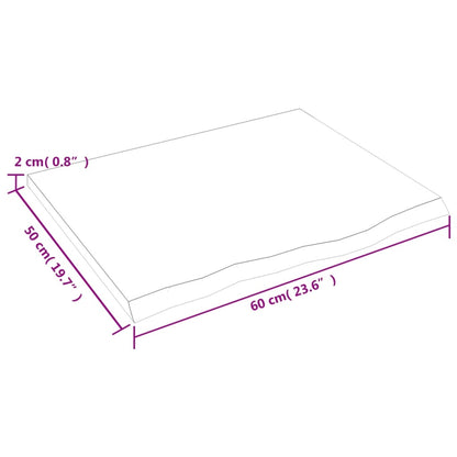 vidaXL Plateau de table Bois massif de chêne traité Marron clair 60x50x2 cm