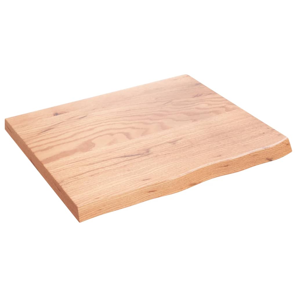 vidaXL Plateau de table Bois de chêne massif marron clair 60x50x(2-4) cm traité