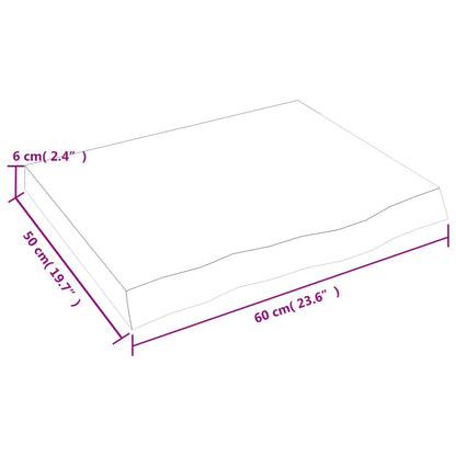 vidaXL Plateau de table marron clair 60x50x(2-6) cm en chêne massif traité