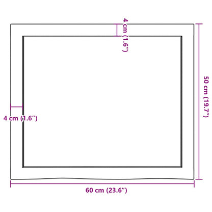 vidaXL Plateau de table marron clair 60x50x(2-6) cm en chêne massif traité
