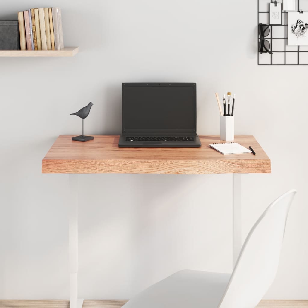 vidaXL Plateau de table marron clair 80x50x(2-6) cm en chêne massif traité