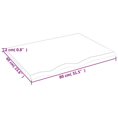 vidaXL Plateau de table Chêne massif traité marron clair 80x60x2 cm