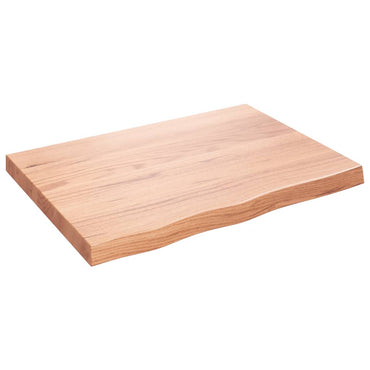 vidaXL Plateau de table marron clair 80x60x(2-6) cm en chêne massif traité