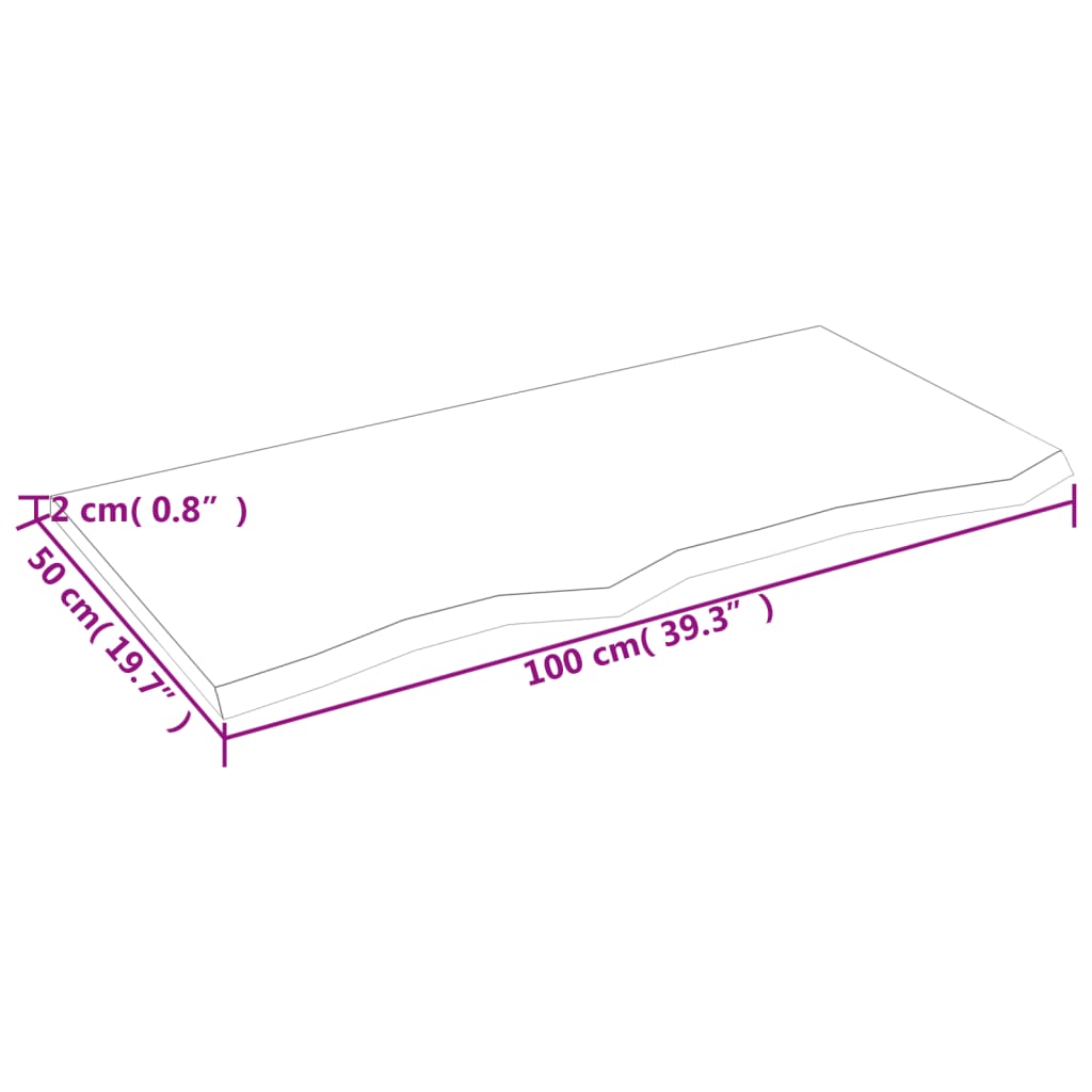vidaXL Plateau de table marron clair 100x50x2 cm Chêne massif traité