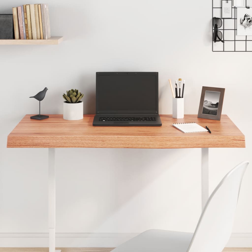 vidaXL Plateau de table Chêne massif traité marron clair 100x50x(2-6) cm