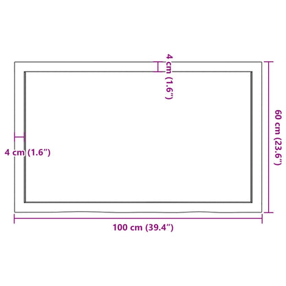 vidaXL Plateau de table chêne massif marron clair 100 x 60 x (2-6) cm traité