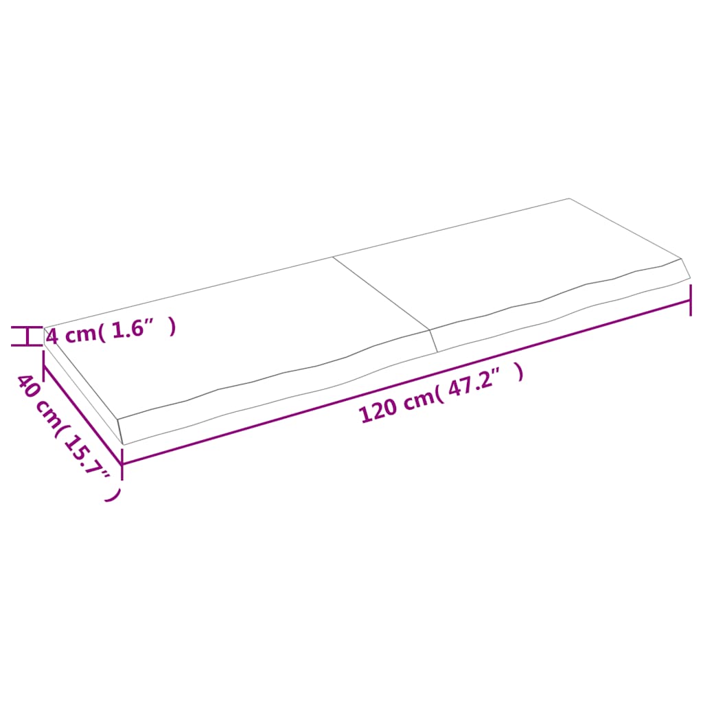 vidaXL Tischplatte Hellbraun 120x40x(2-4)cm Massivholz Eiche Behandelt